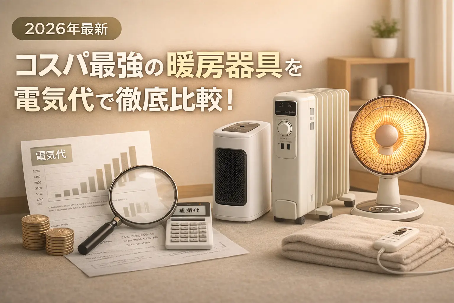 【2026年最新】コスパ最強の暖房器具を電気代で徹底比較