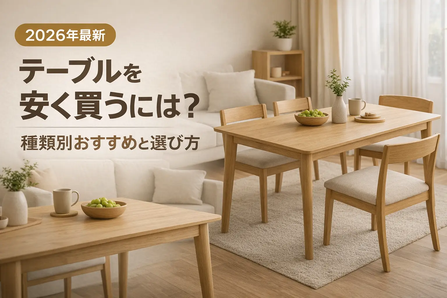【2026年最新】テーブルを安く買うには？種類別おすすめと選び方