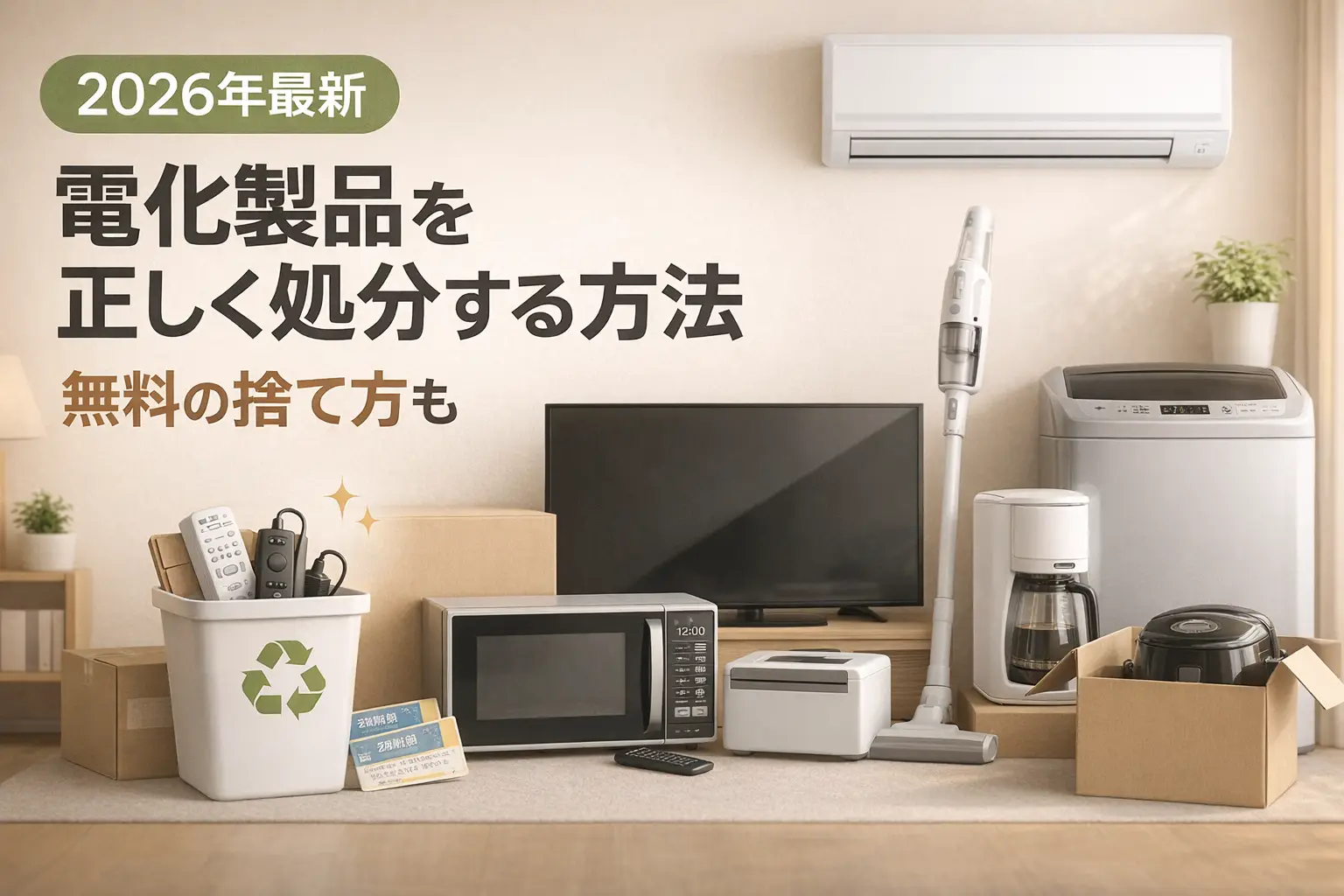 【2026年最新】電化製品を正しく処分する方法|無料の捨て方も