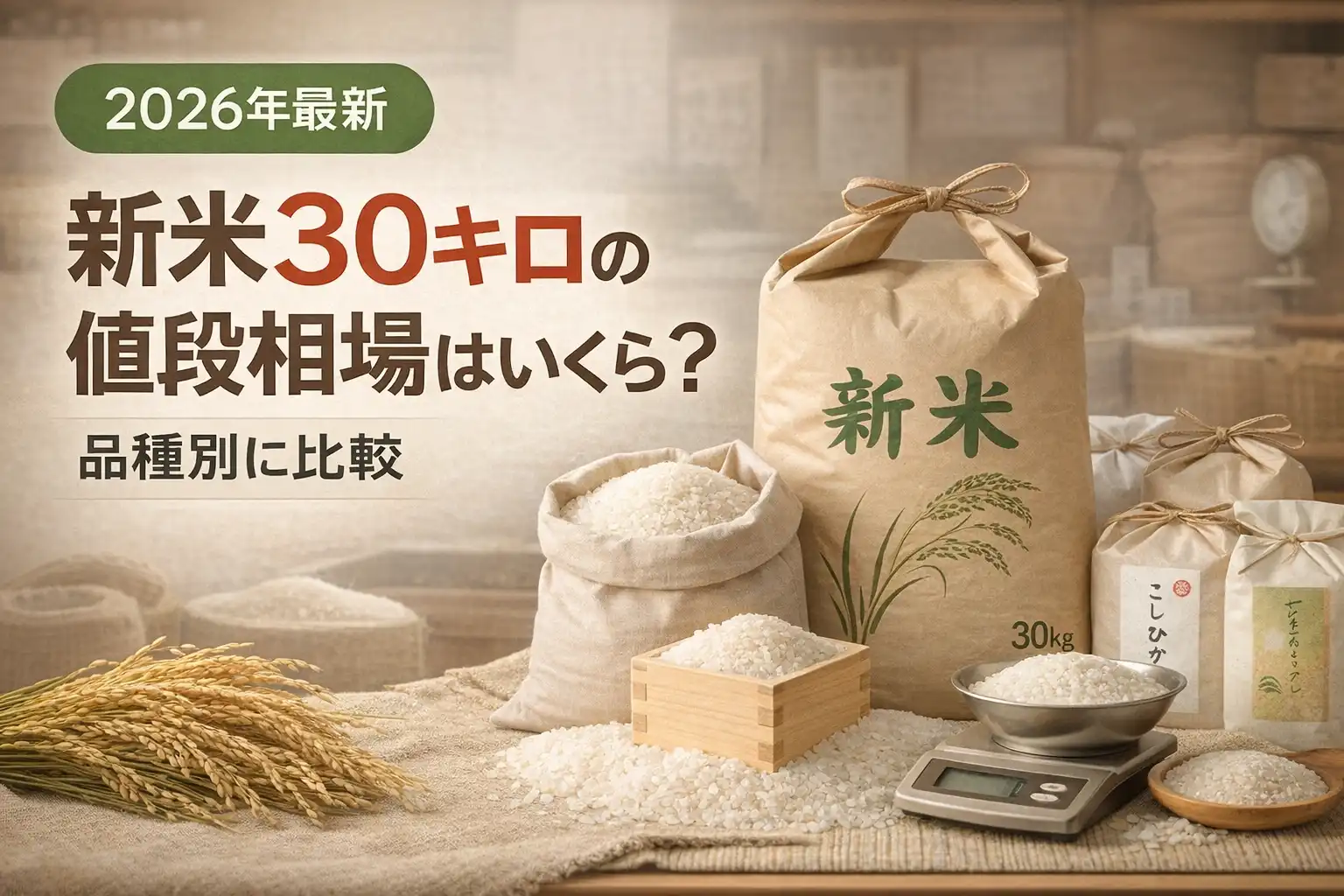 【2026年最新】新米30キロの値段相場はいくら?品種別に比較