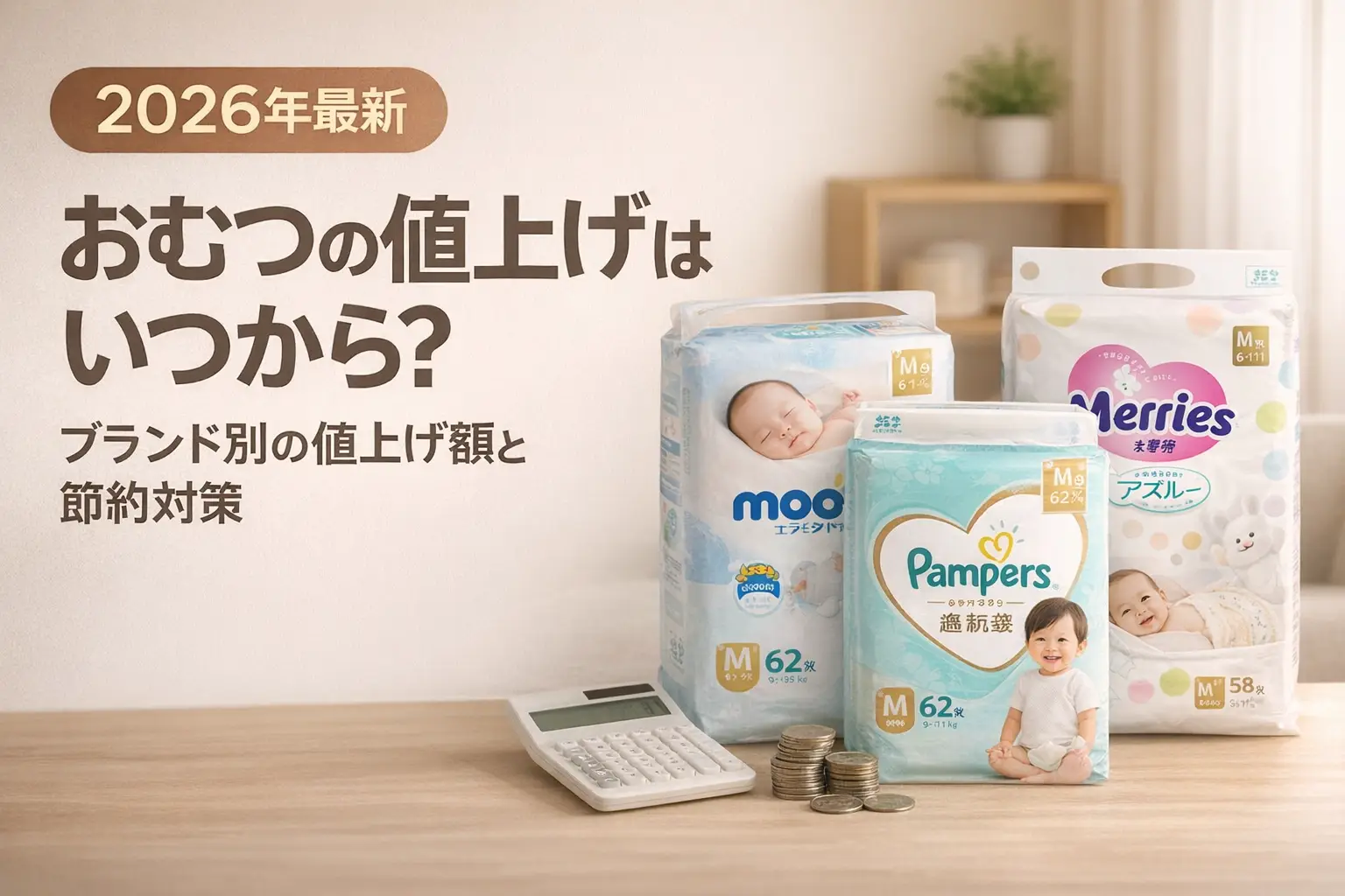 【2026年最新】おむつの値上げはいつから？ブランド別の値上げ額と節約対策
