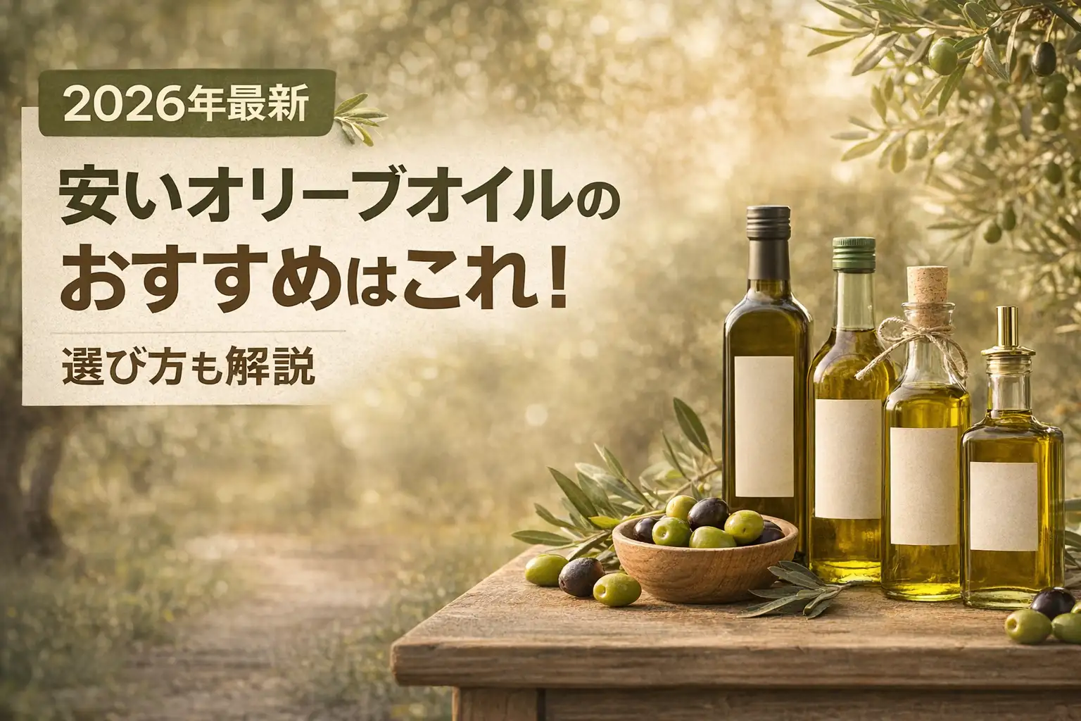 【2026年最新】安いオリーブオイルのおすすめはこれ！選び方も解説
