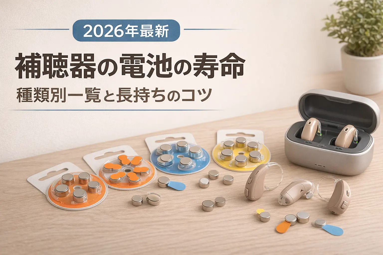 【2026年最新】補聴器の電池の寿命｜種類別一覧と長持ちのコツ