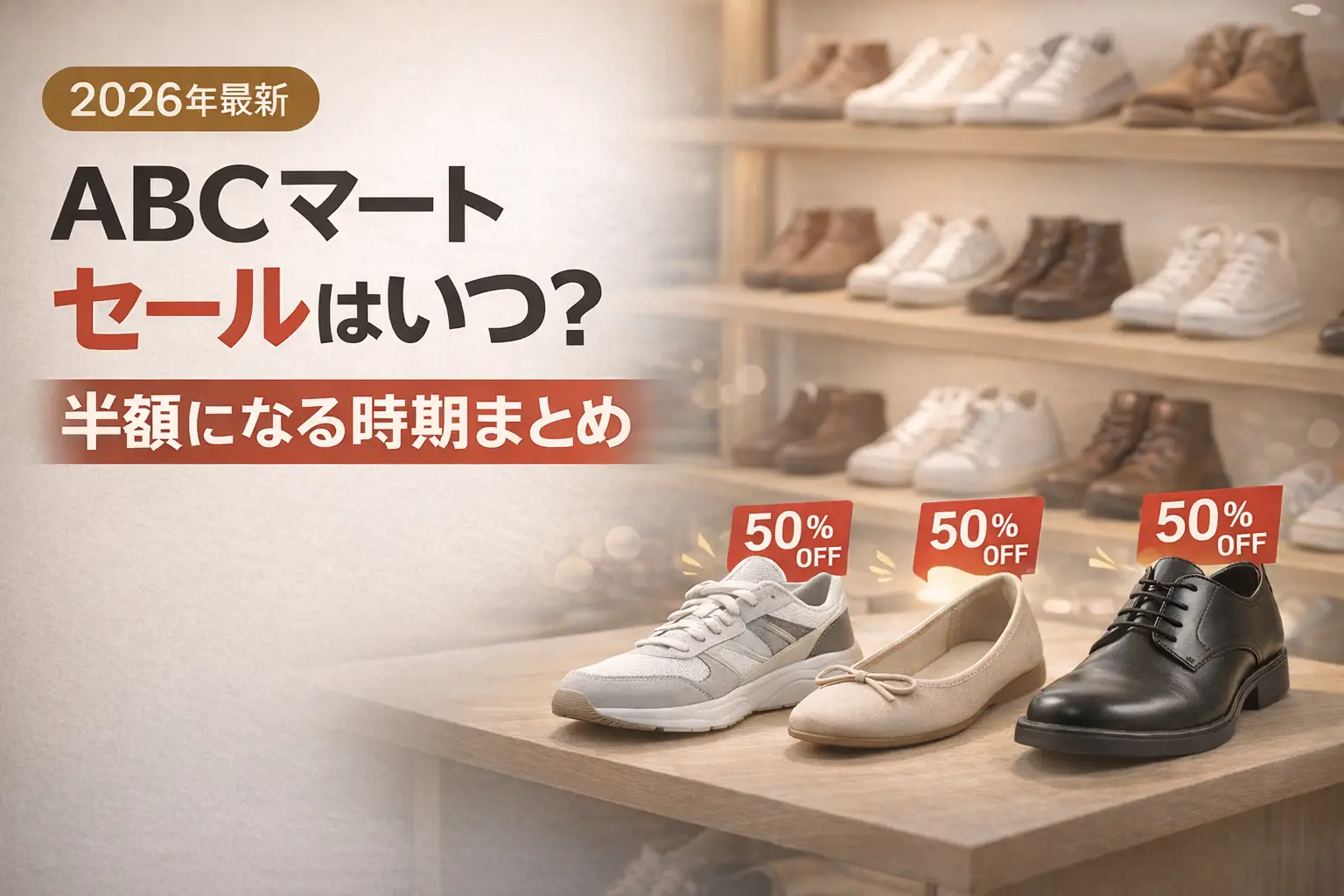 【2026年最新】ABCマートセールはいつ？半額になる時期まとめ