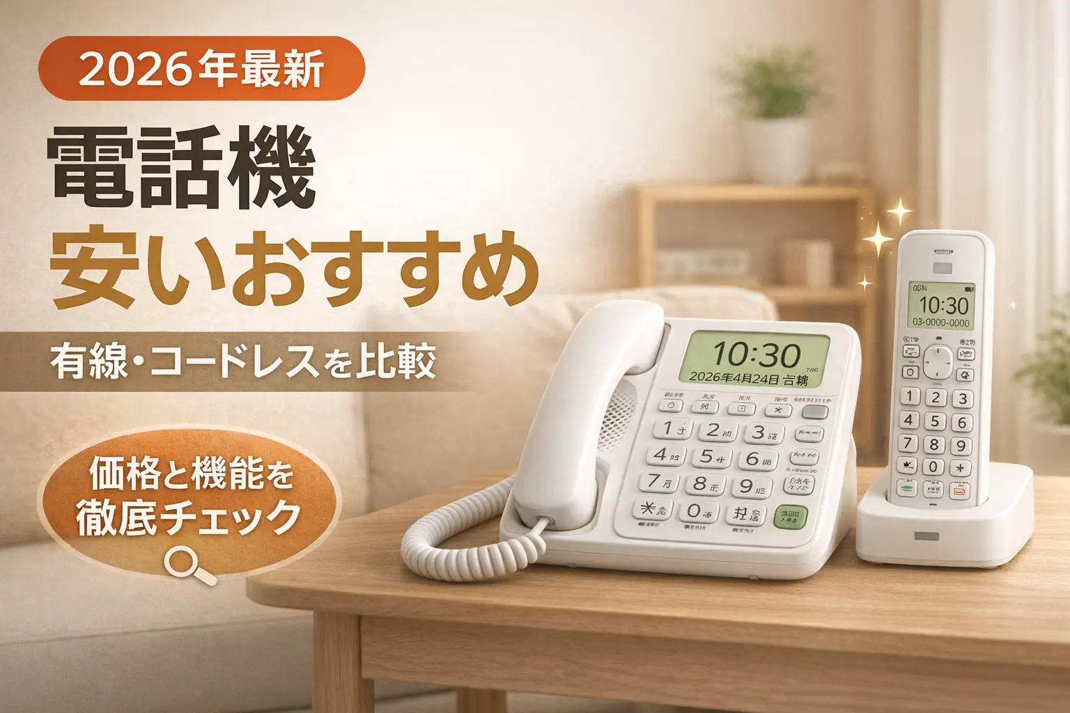 【2026年最新】電話機 安いおすすめ｜有線・コードレスを比較