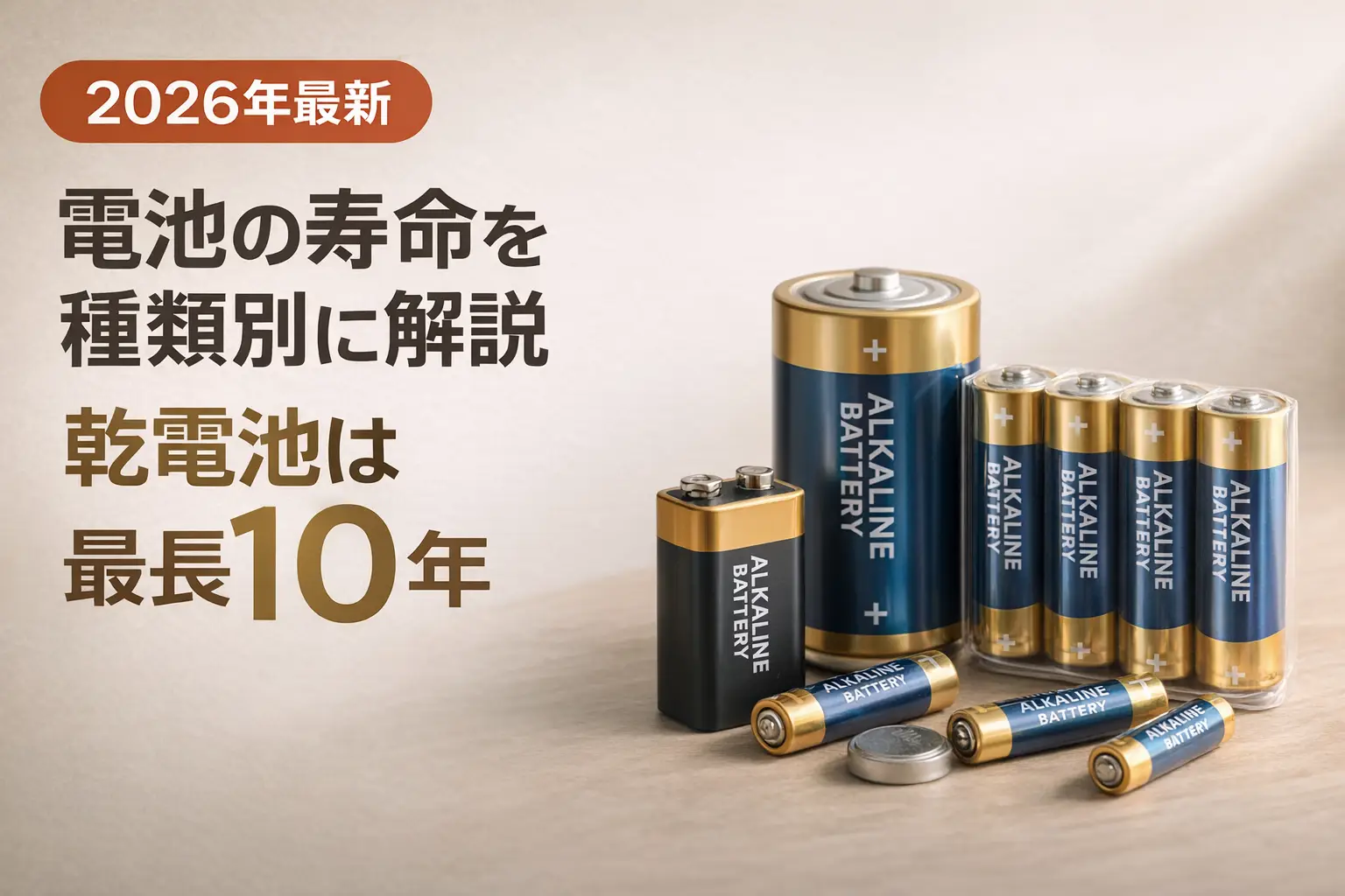 【2026年最新】電池の寿命を種類別に解説｜乾電池は最長10年