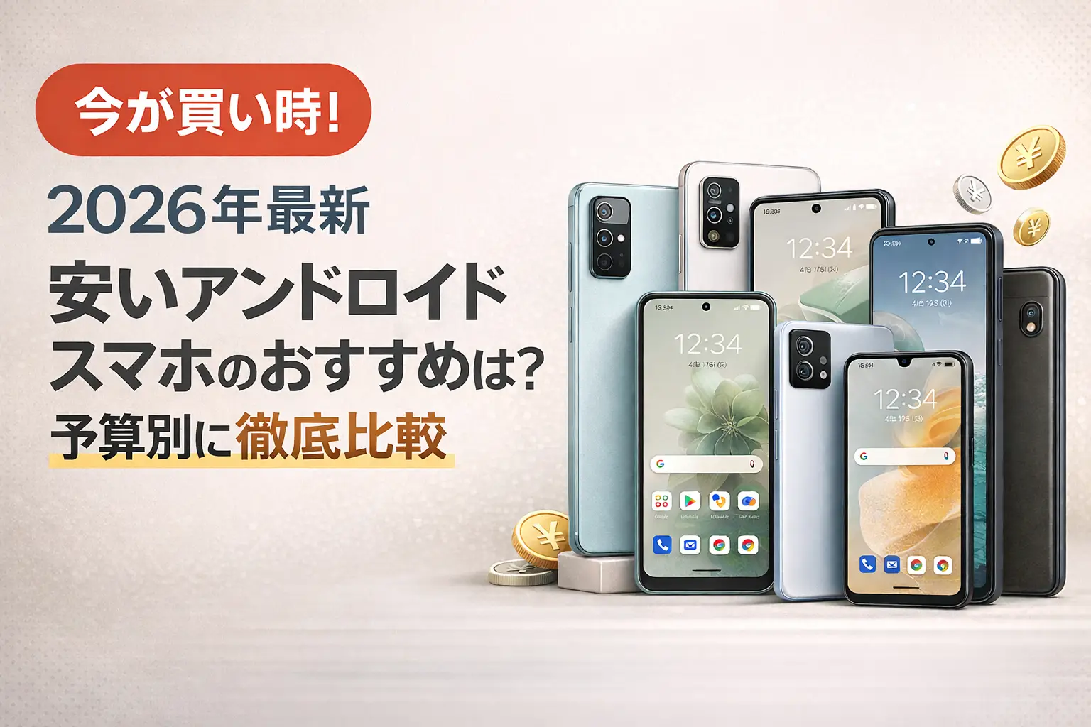 【2026年最新】安いアンドロイドスマホのおすすめは？予算別に徹底比較