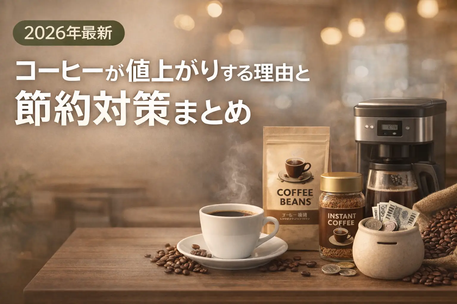 【2026年最新】コーヒーが値上がりする理由と節約対策まとめ