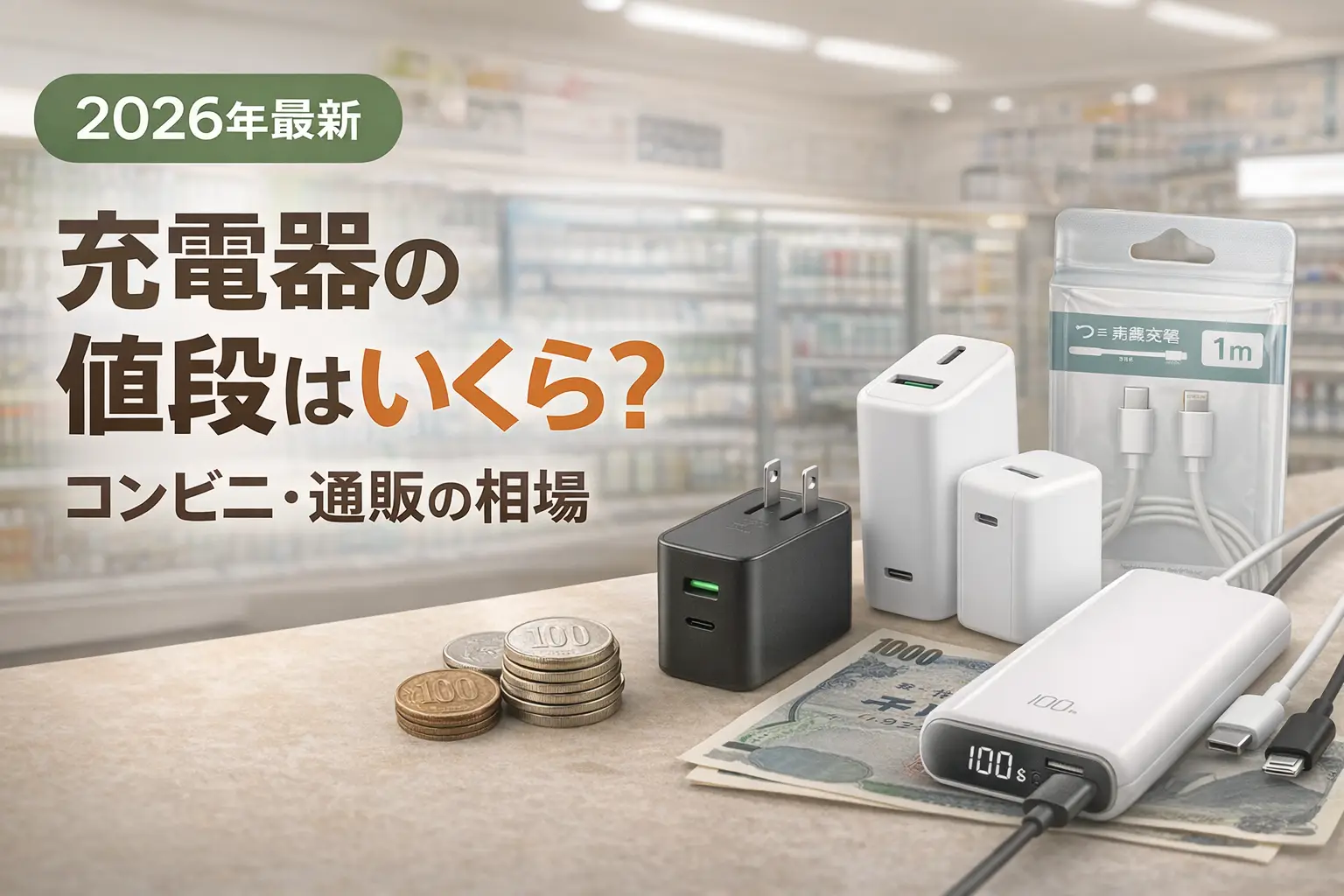 【2026年最新】充電器の値段はいくら？コンビニ・通販の相場