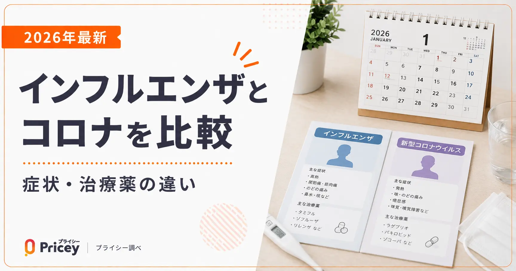 【2026年最新】インフルエンザとコロナを比較｜症状・治療薬の違い