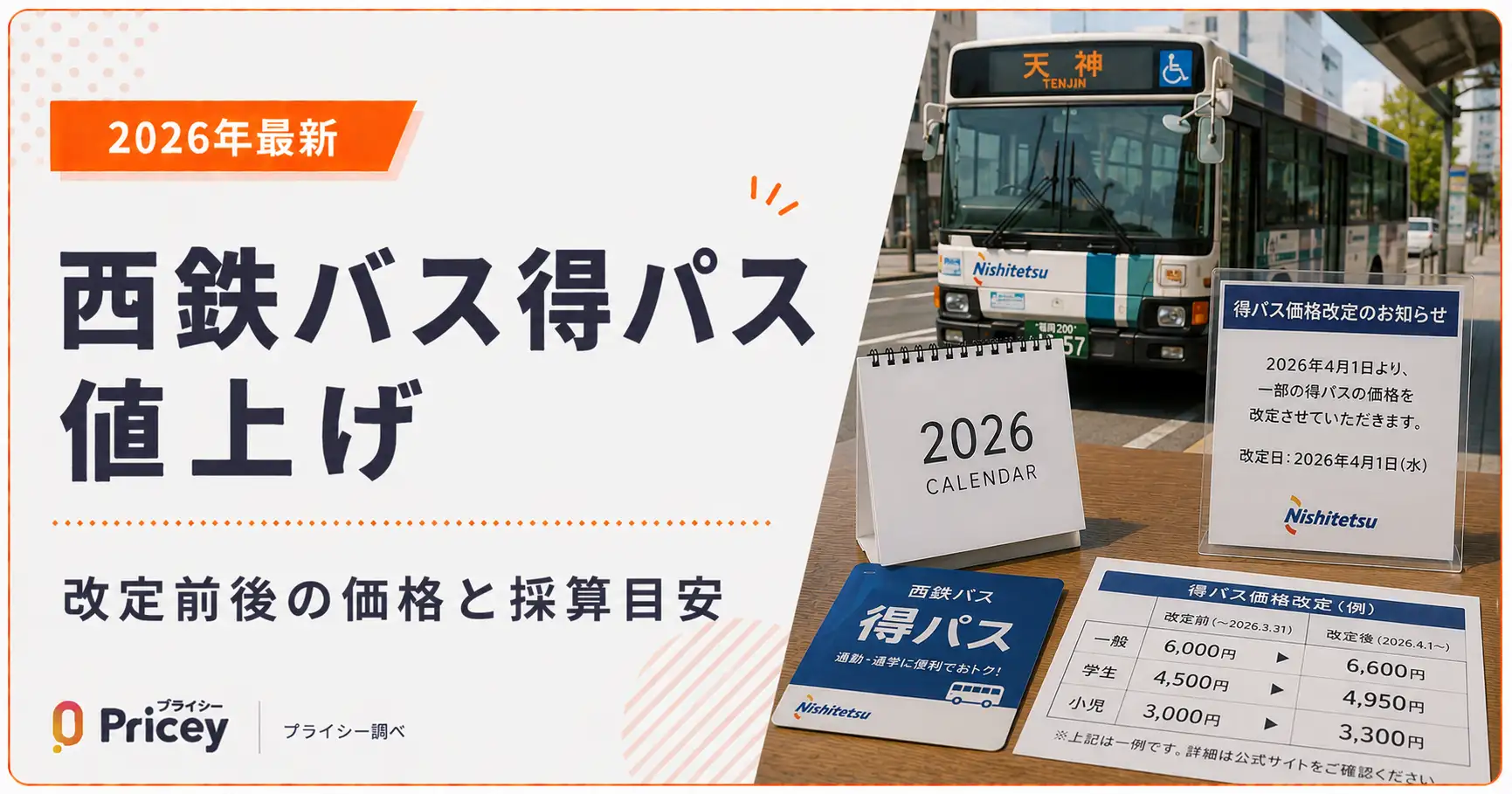 【2026年最新】西鉄バス得パス値上げ｜改定前後の価格と採算目安
