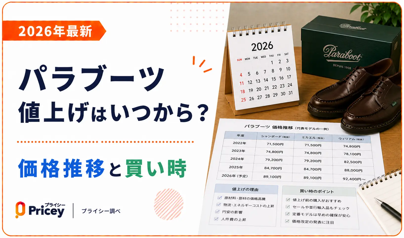 【2026年最新】パラブーツ値上げはいつから？価格推移と買い時