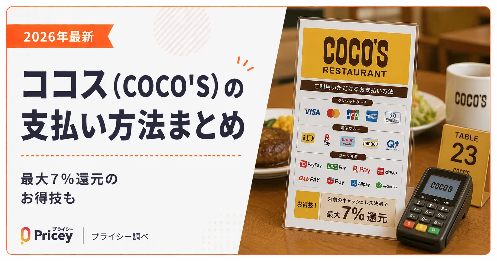 【2026年最新】ココス（COCO’S）の支払い方法まとめ｜最大7%還元のお得技も