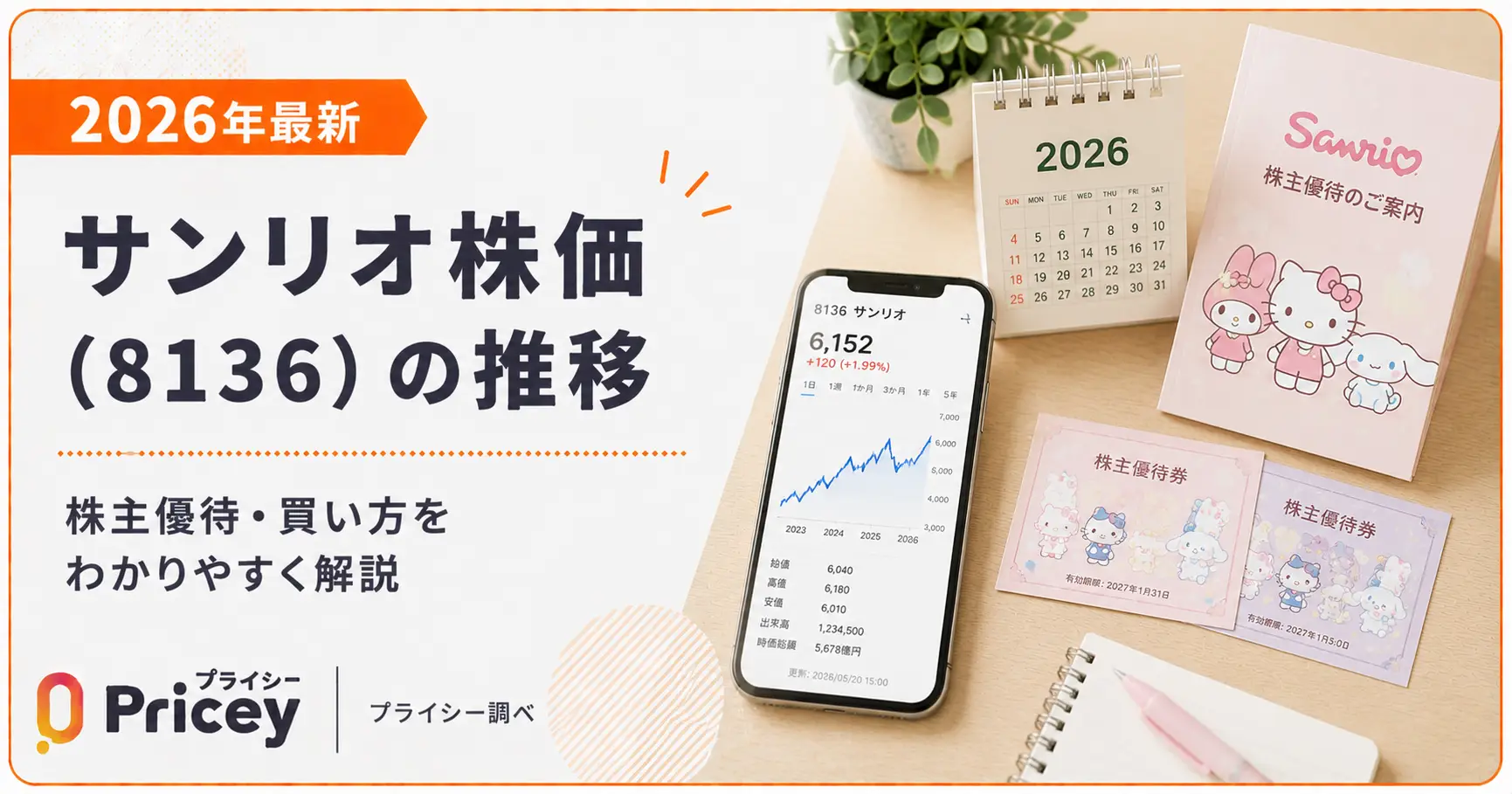 【2026年最新】サンリオ株価（8136）の推移｜株主優待・買い方